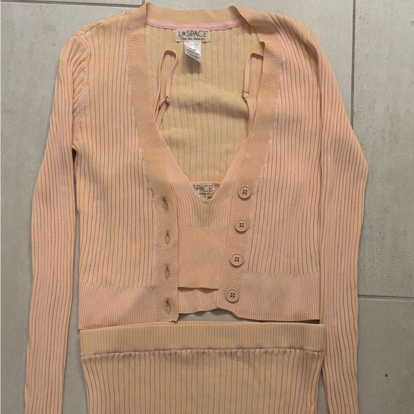 Cream Ribbed Knit Cardigan Set - Picture 7 of 10